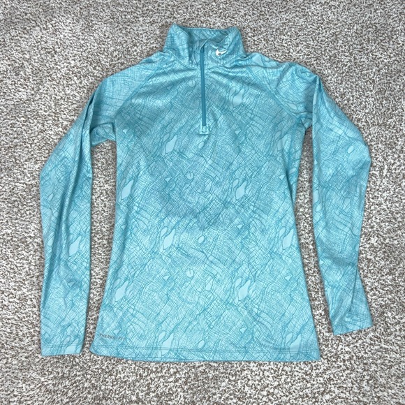 Nike Tops - Nike Pullover Womens Medium Blue Pro Combat Dri-FIT 1/4 Zip Long Sleeve Top